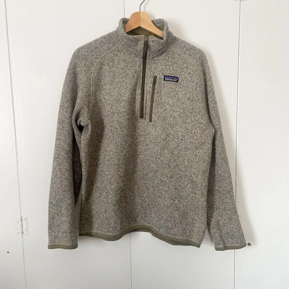 Men's Patagonia Quarter Zip Better Sweater Fleece in Bleached Stone, Sz Medium
